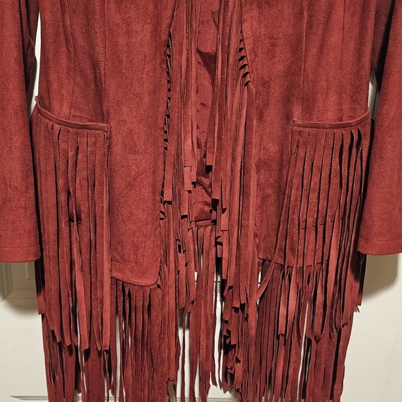 Vakko for INC Red Suede Fringe Jacket - Picture 6 of 6